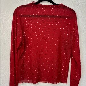 Red Sheer Polka Dot Women's Top